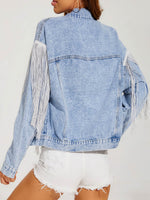 Vintage Elegant Denim Patchwork Tassels Jacket
