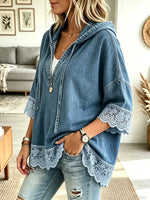 Women's Lace Denim Hoodie