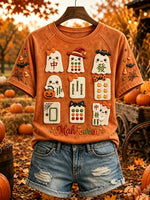 Women's Mahjong Ghost Graphic Acid Wash T-Shirt
