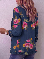 Vintage Elegant Pattern Patchwork Ruffled Jacket
