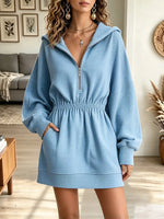Vintage Elegant Hooded Sweatshirt Dress