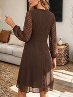 Vintage Elegant Patchwork Lace Sheer Chiffon Dress