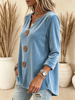 Women's Velvet Button Front Top