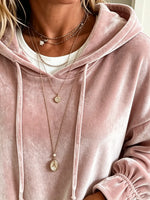 Women's Velvet Drawstring Hooded Pullover