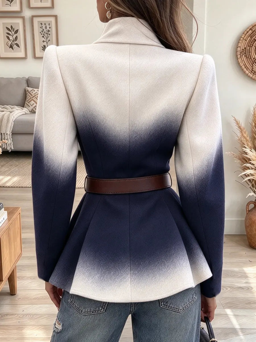 Retro Chic Gradient Color Stand Collar Art Casual Stylish Long Sleeve Coat