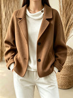 Women's Notched Lapel Single-Breasted Fleece Coat
