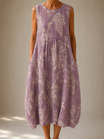 Women's Lavender Floral Balloon Hem Dress