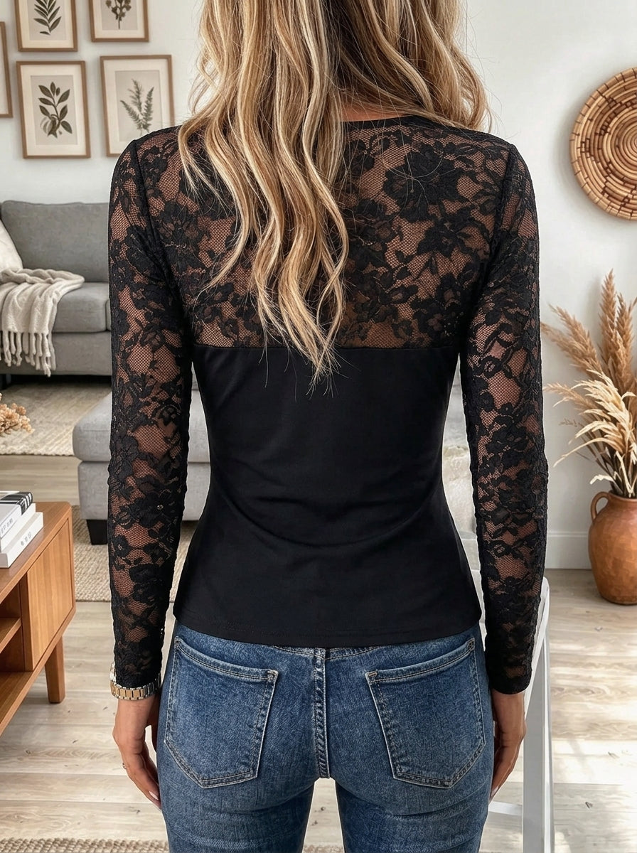 Women's Floral Lace V-Neck Bodice Top
