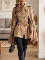 Retro Chic Stand Collar Art Casual Stylish Long Sleeve Cape Coat