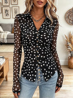 Vintage Elegant Polka-dot Mesh Print Shirt