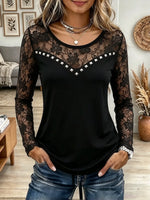 Women's Studded Lace Patchwork Top