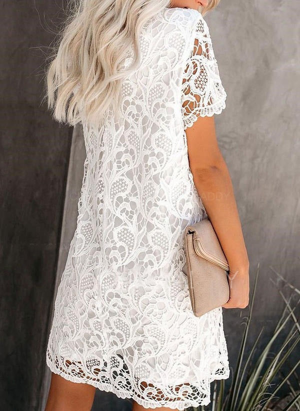 Women's Floral Crochet Lace Mini Dress