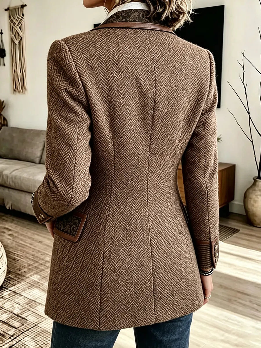 Women's Color-block Suit Collar Jacket