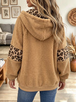 Women's Leopard Trim Fleece Zip Jacket