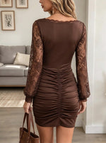 Women's Lace Patchwork Ruched Dress