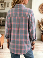 Women's Oversized Plaid Flannel Button-Down Shirt