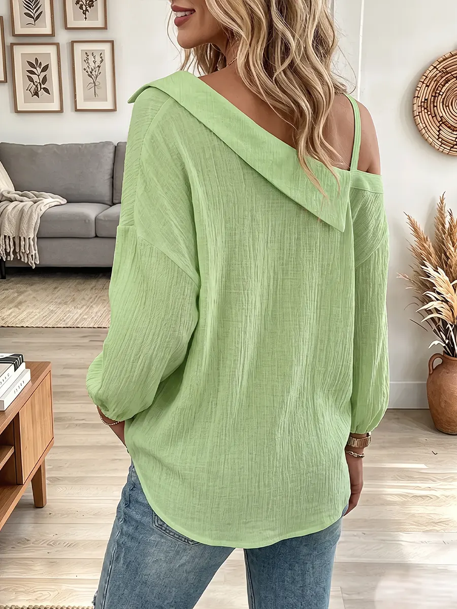 Vintage Elegant Cotton Linen Off-the-shoulder Shirt