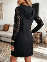 Vintage Elegant Knitted Fabric Patchwork Lace Dress