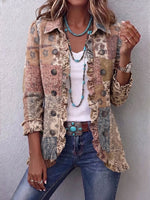 Vintage Elegant Floral Patchwork Ruffled Jacket