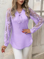 Retro Elegant Lace Floral Hollow Patchwork Long Sleeve Casual Stylish Shirt