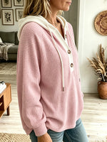 Women's Contrast Trim Waffle Knit Hoodie
