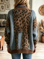 Women's Color-Block Leopard Print Turtleneck Sweater