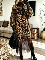 Boho Chic Wild Leopard Fringe Dress