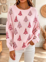 Christmas Tree Pattern Art Casual Stylish Long Sleeve Knit Sweater