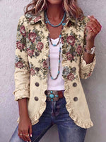 Vintage Elegant Pattern Patchwork Ruffled Jacket