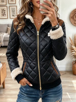 Retro Chic Quilted Art Casual Stylish Sherpa Long Sleeve Padded Jacket