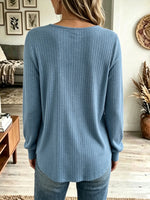 Women's Gathered Empire Waist V-Neck Knit Top
