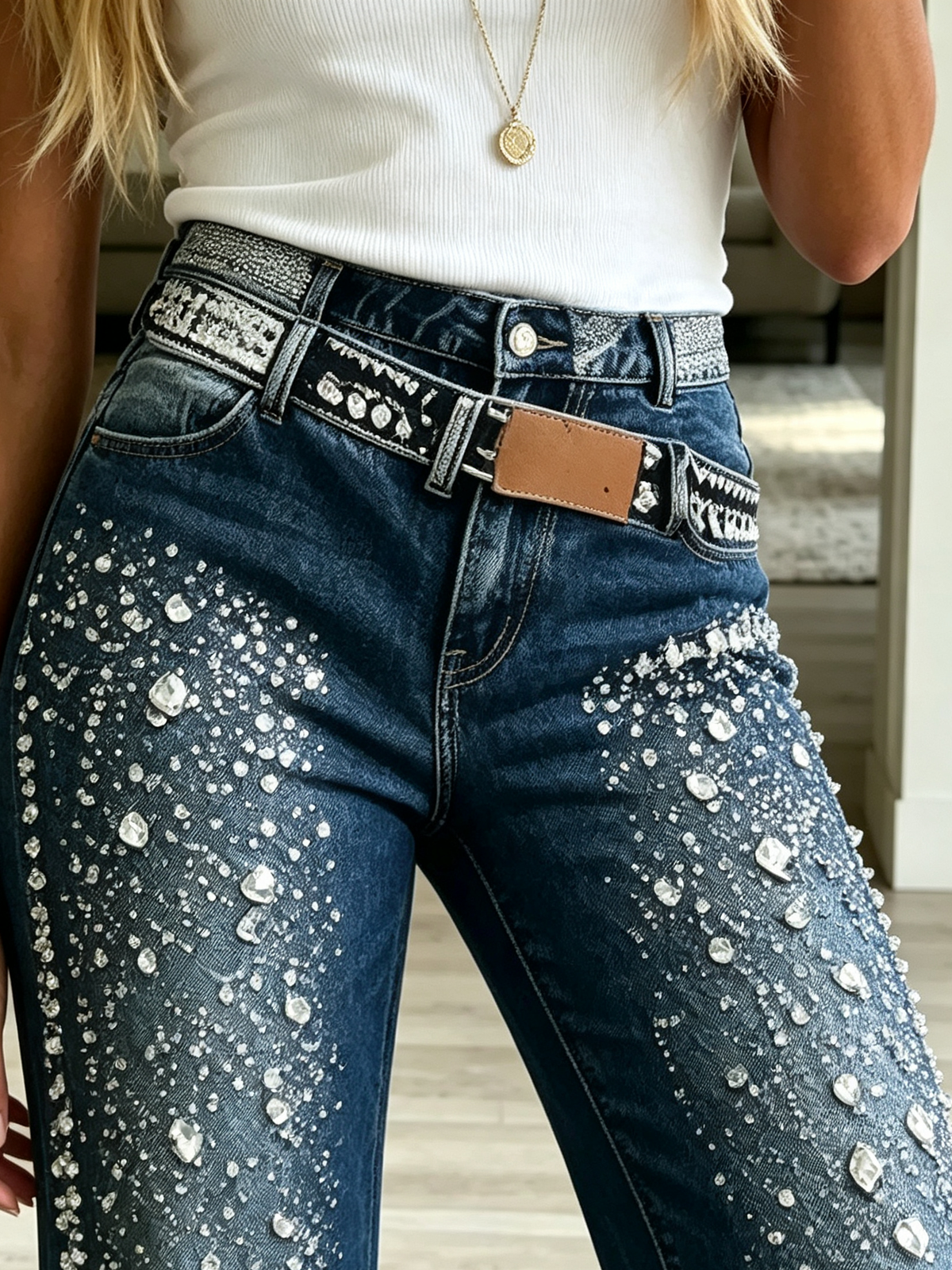 Women's Rhinestone Embellished Jeans