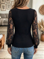 Women's Lace Patchwork V-Neck Top