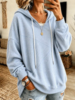 Stripe Pattern Art Long Sleeve Hooded Casual Stylish Cozy Cotton Top