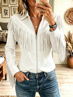 Women's Western Fringe Full-Zip Faux Suede Jacket