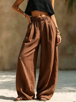 Women's High-Waisted Wide-Leg Linen Pants