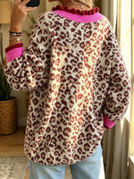 Women's Ruffle Trim Leopard Cardigan