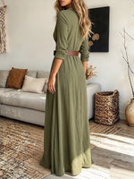 Vintage Elegant Cotton-linen buttons Dress