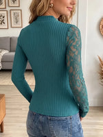 Vintage Elegant Knit Patchwork Lace Shirt